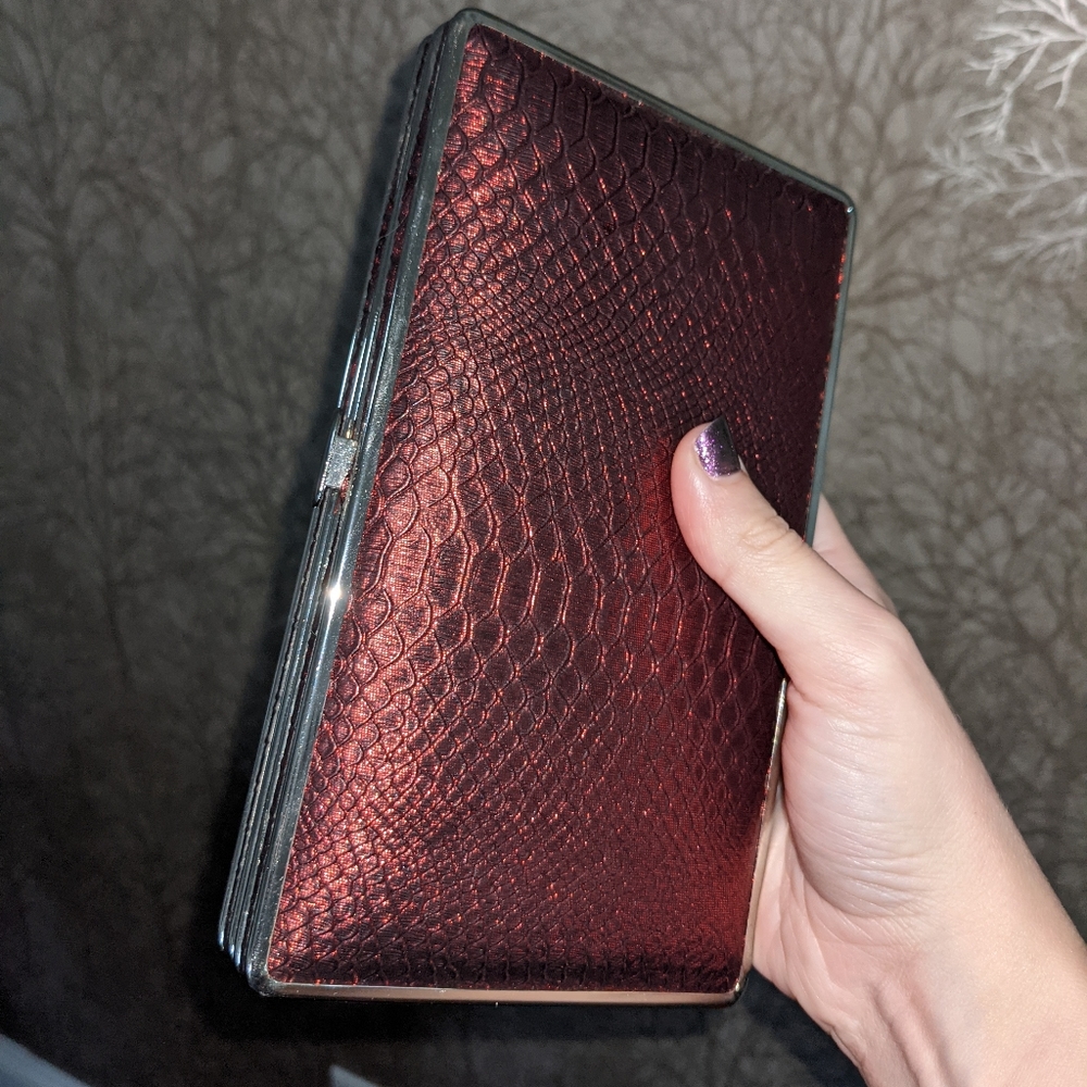 NEW Metallic red snakeskin and silver wallet